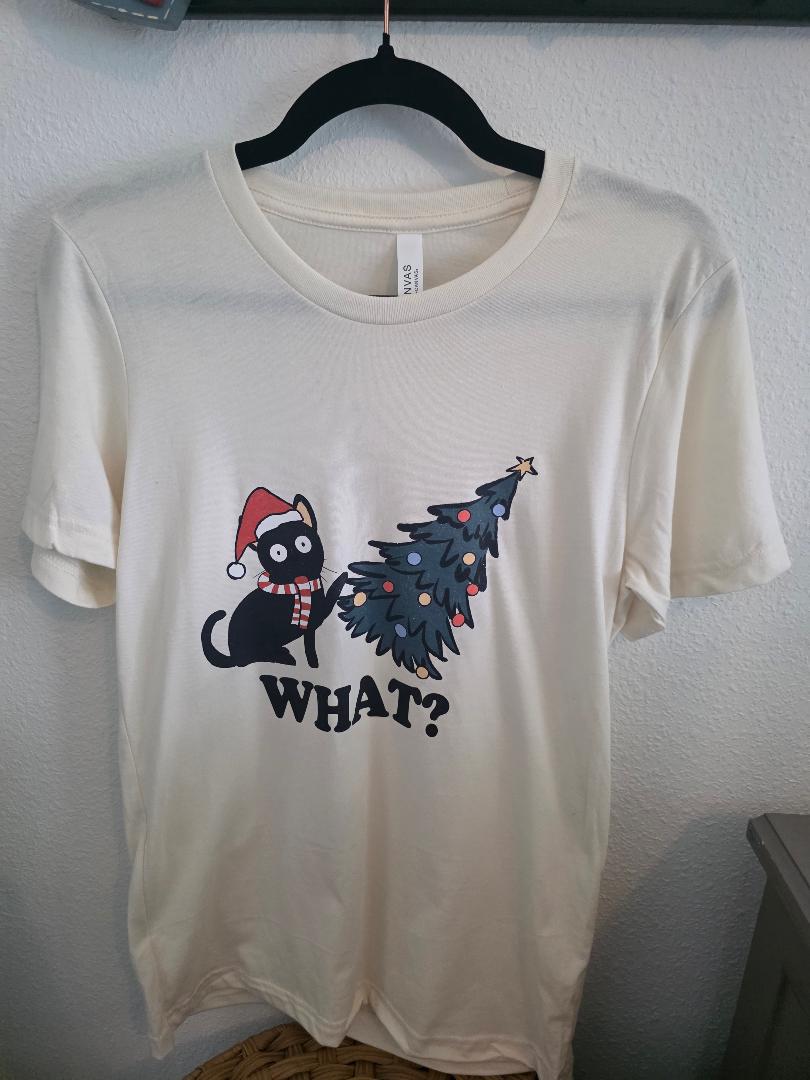Christmas "What? Cat knocked tree over" T-Shirt