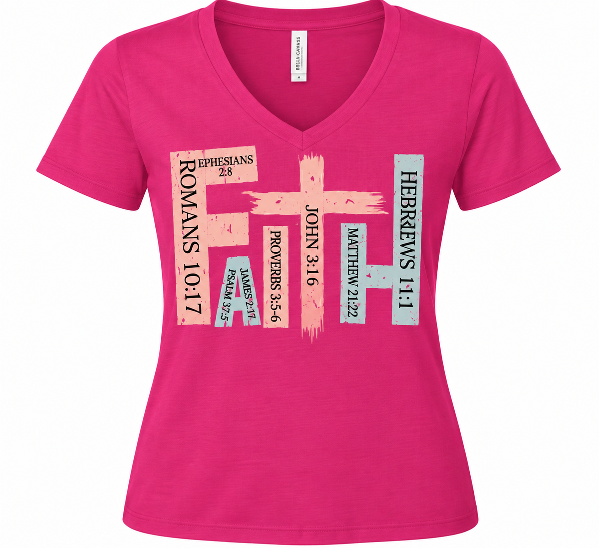 FAITH with Scriptures T-Shirt WOMENS VNECK