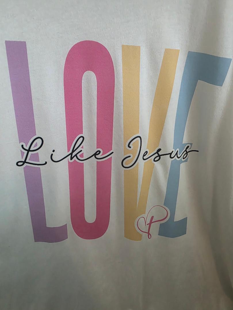 Faith-Inspired Tee "Love Like Jesus" tan color T-Shirt